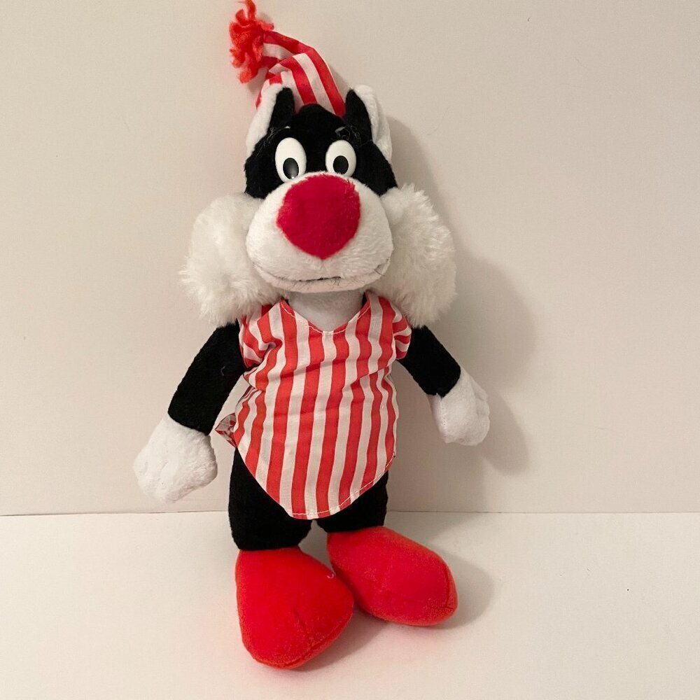 Vintage Looney Tunes Sylvester The Cat Plush Stuffed Animal 8 Inch Flaws